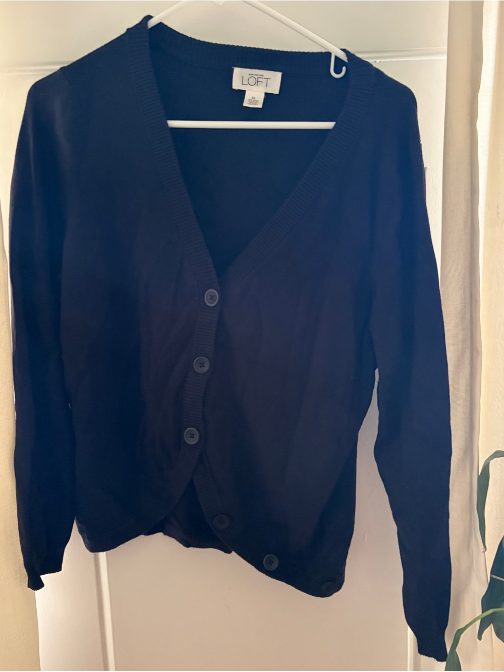Ann Taylor Loft Black Cardigan Sweater Womens Button Down Long Sleeve Size XL